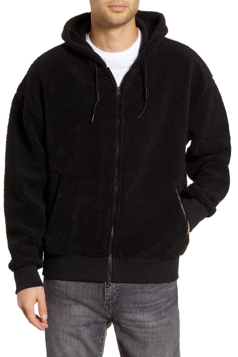 Nike Faux Shearling Hoodie, Main, color, BLACK/ BLACK