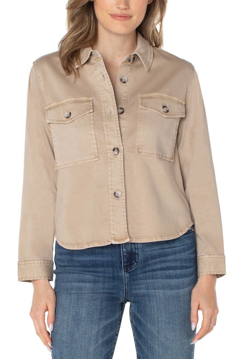 Cotton Blend Shirt Jacket, Alternate, color, BISCUIT TAN