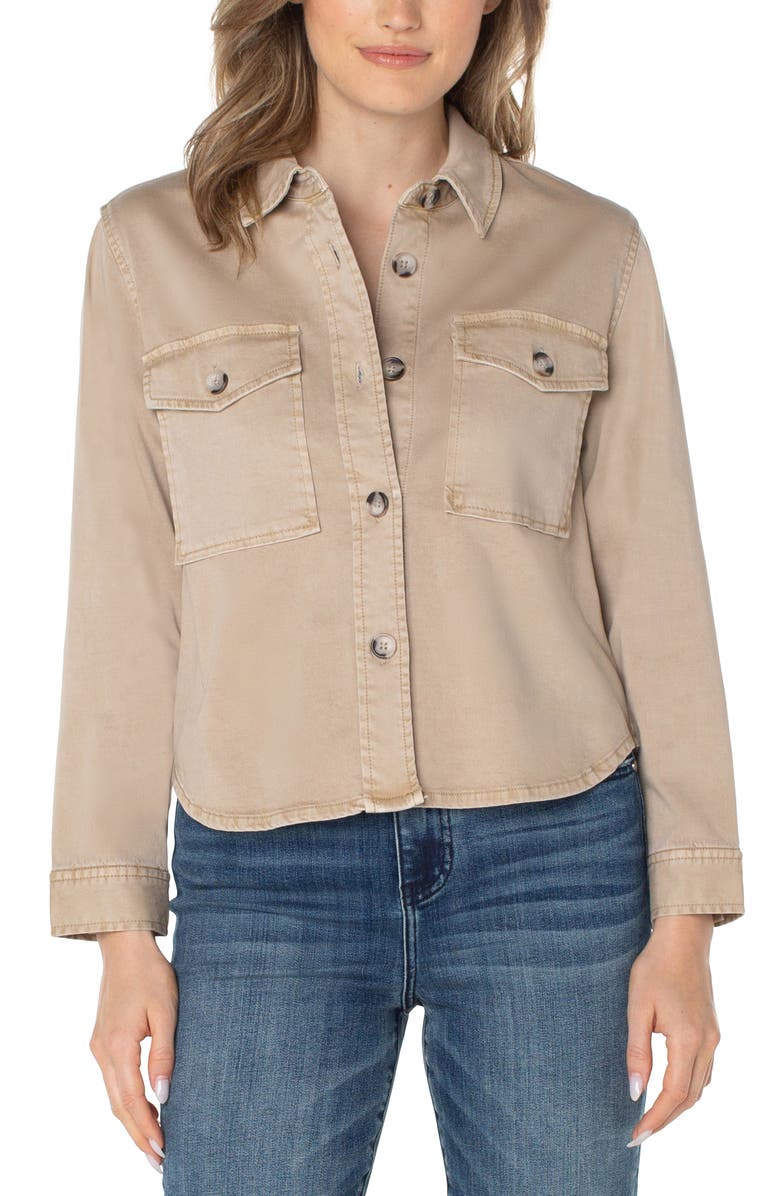 Liverpool Los Angeles Cotton Blend Shirt Jacket, Alternate, color, Biscuit Tan