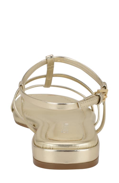 Calvin Klein Sallia T-strap Flat Sandal In Gold