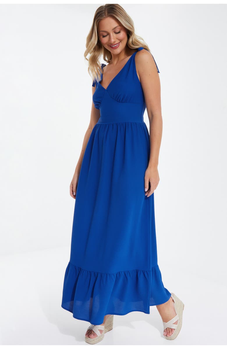 QUIZ Bubble Crepe Tie Detail Maxi Dress, Alternate, color, Blue
