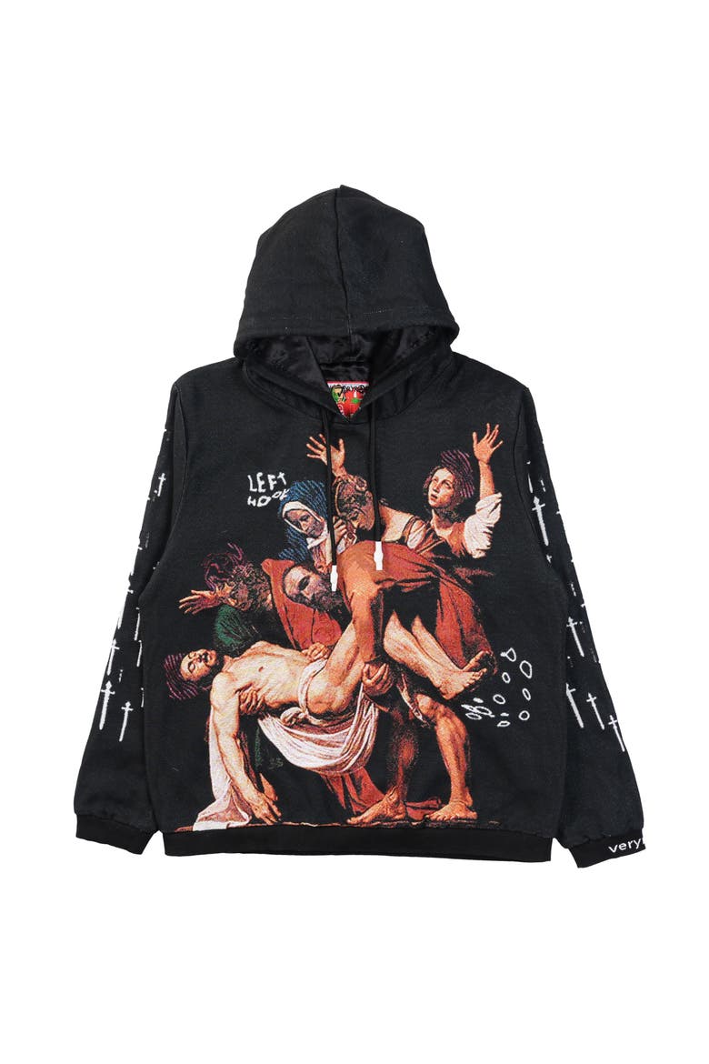 Entombment Jacquard Hoodie, Main, color, BLACK