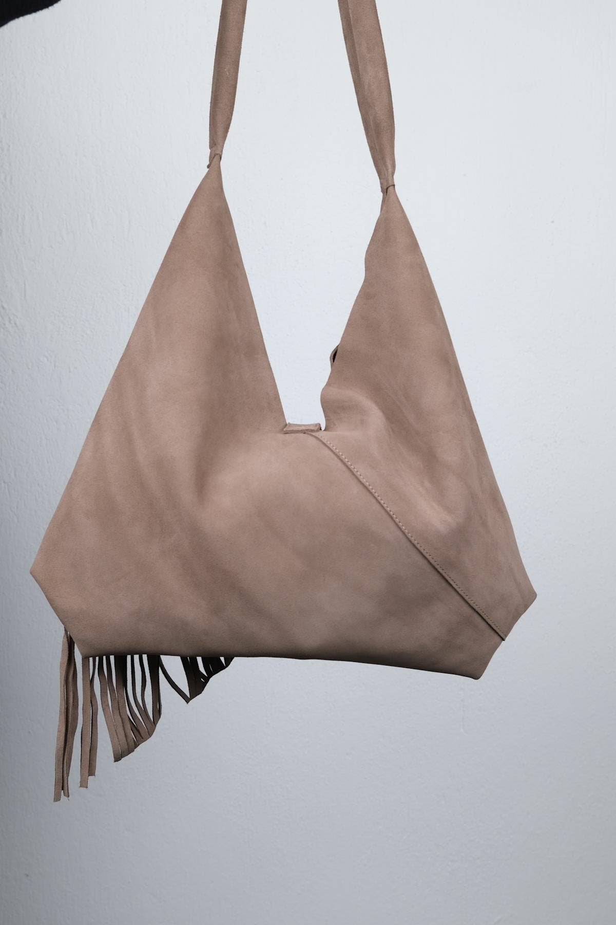 Forever & Always Shoes Rosalin Leather Tassel Shoulder Bag, Alternate, color, Dark Beige Suede