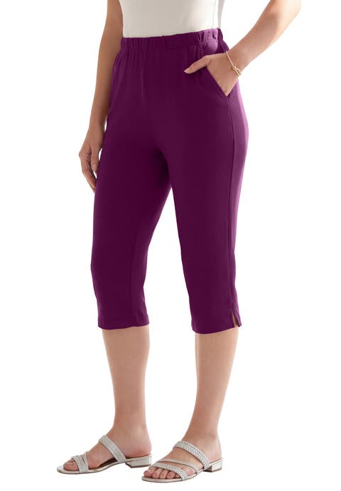 Plus Size Soft Knit Relaxed Pull-On Capri Pant (Plus)