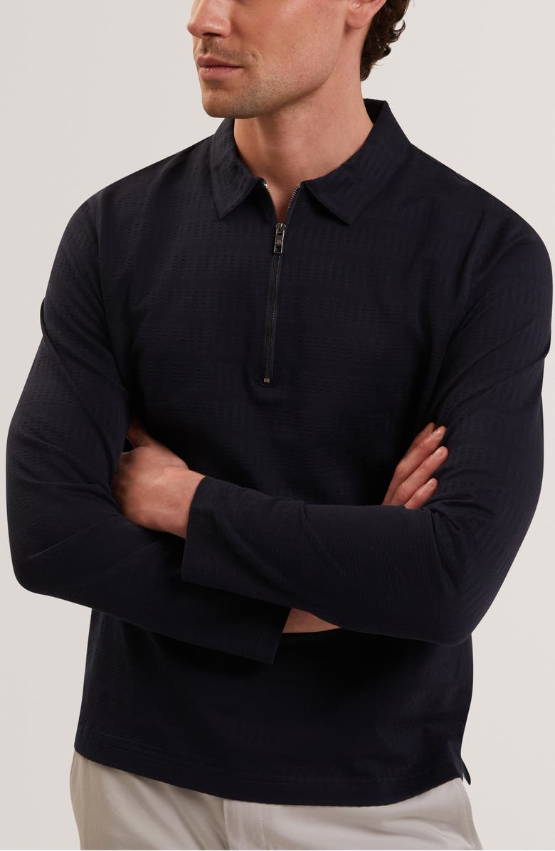 Ted Baker Wyther Quarter Zip Polo, Main, color, Navy