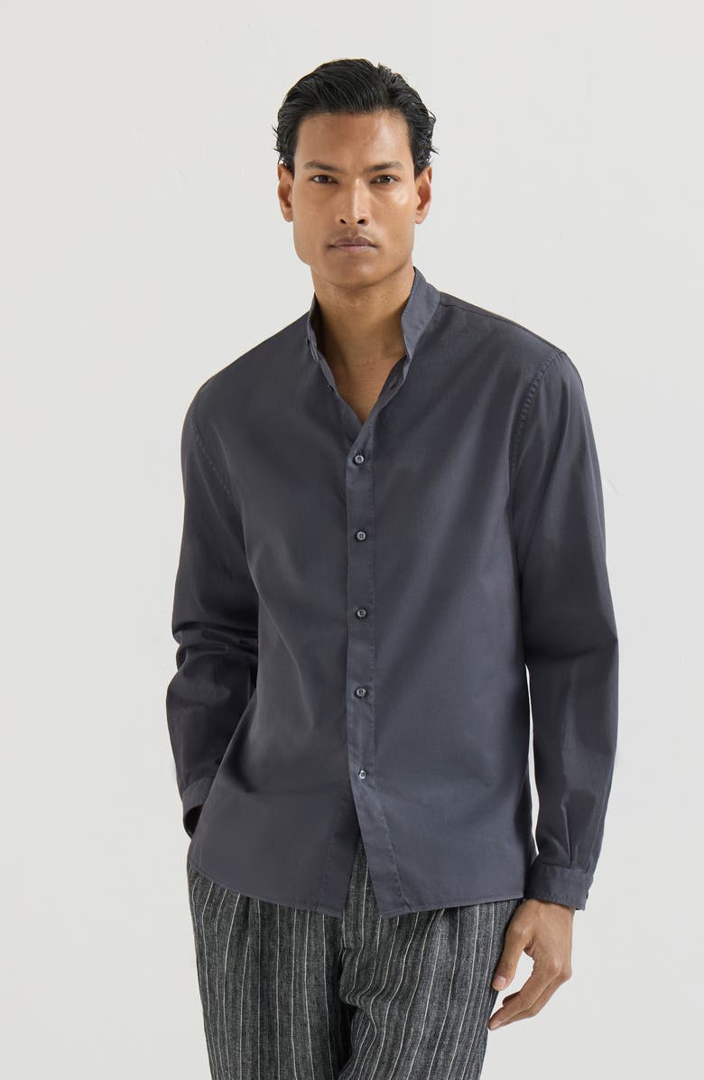 Brunello Cucinelli Garment-dyed shirt, Alternate, color, Anthracite