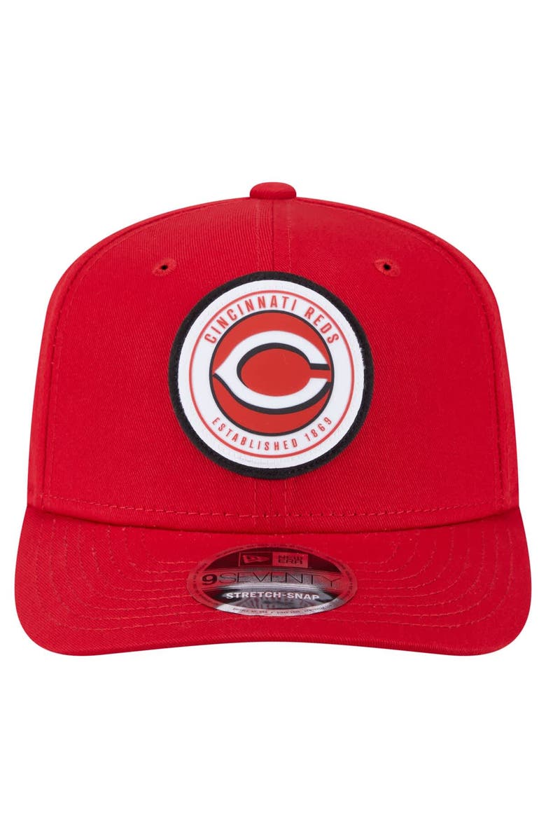 New Era Men's New Era Red Cincinnati Reds Circle Patch 9SEVENTY Stretch-Snap Hat, Alternate, color, Red