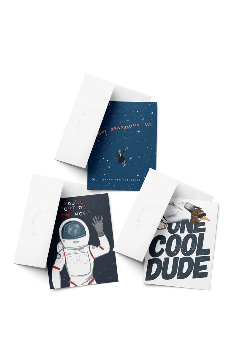 Ramus & Co Celebration/Graduation Greeting Card Pack Sets (3 ct, Assorted) Stars Graduation, Out Of This World, One Cool Dude, Main, color, Multi-Pack