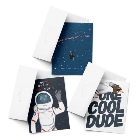 Celebration/Graduation Greeting Card Pack Sets (3 ct, Assorted) Stars Graduation, Out Of This World, One Cool Dude