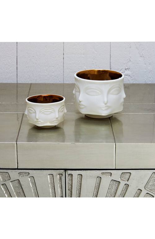 Jonathan Adler Muse Porcelain Votive Holder In White/gold