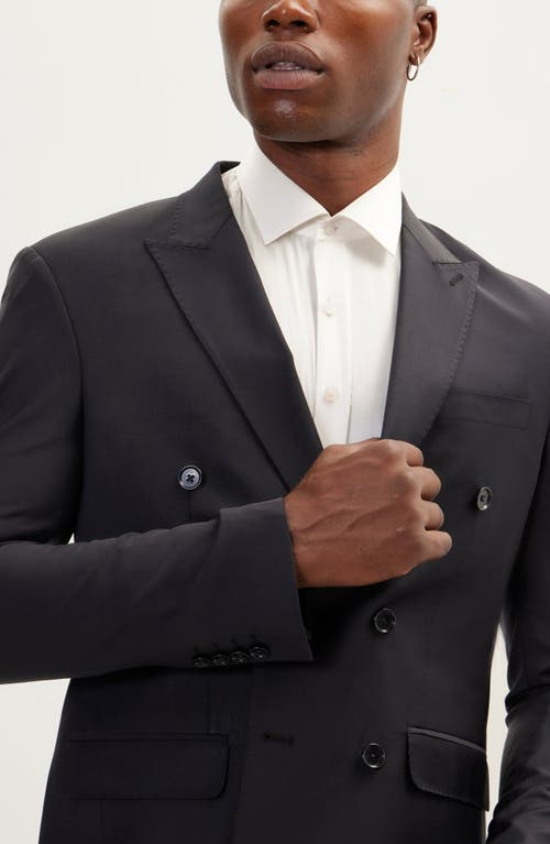 Ron Tomson Super 120s Wool Double Breasted Tuxedo Jacket