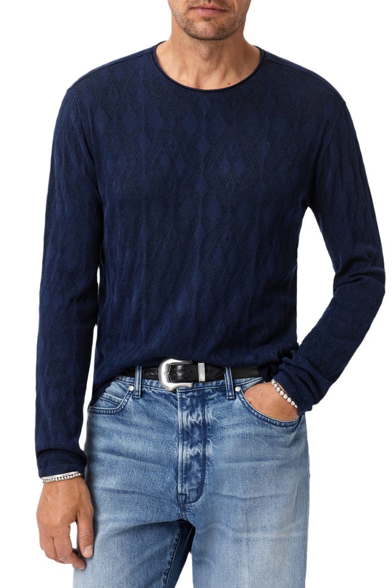 Brycen Broken Argyle Organic Cotton Sweater, Alternate, color, NAVY