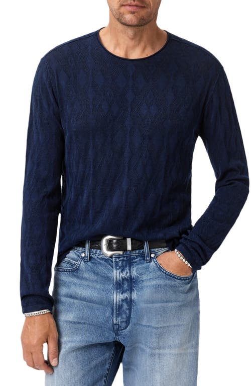 John Varvatos Brycen Broken Argyle Organic Cotton Sweater In Blue