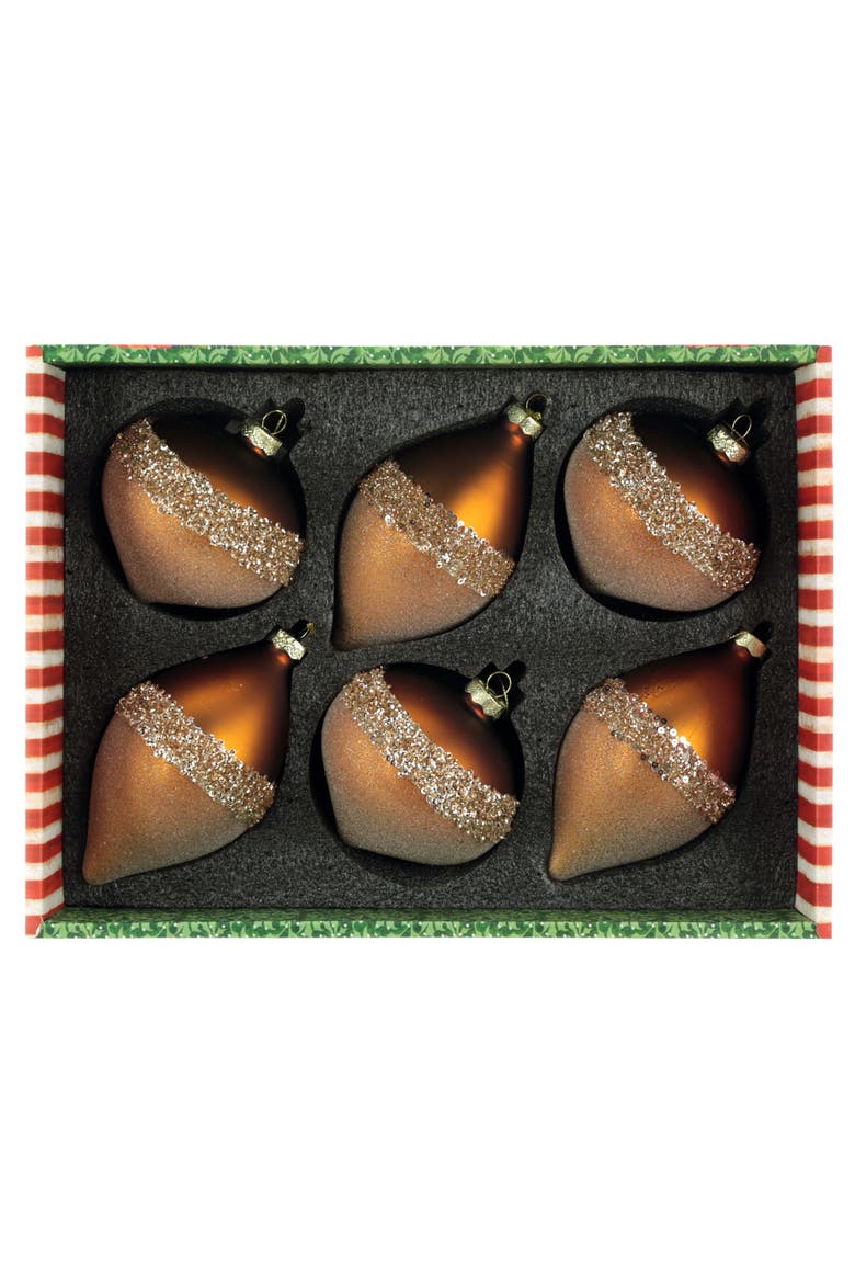 Luxe Banded Ornament, Box of 6, Alternate, color, Bronze