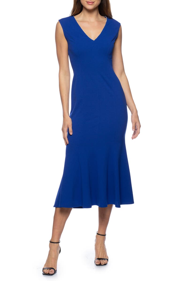 Marina Embellished V-Neck Cocktail Midi Dress, Main, color,