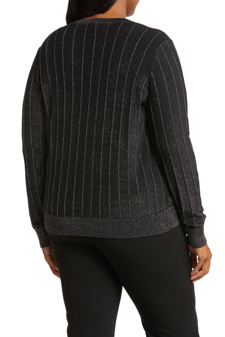 Sparkle Crewneck Sweater, Alternate, color, BLACK- DARK SILVER LUREX