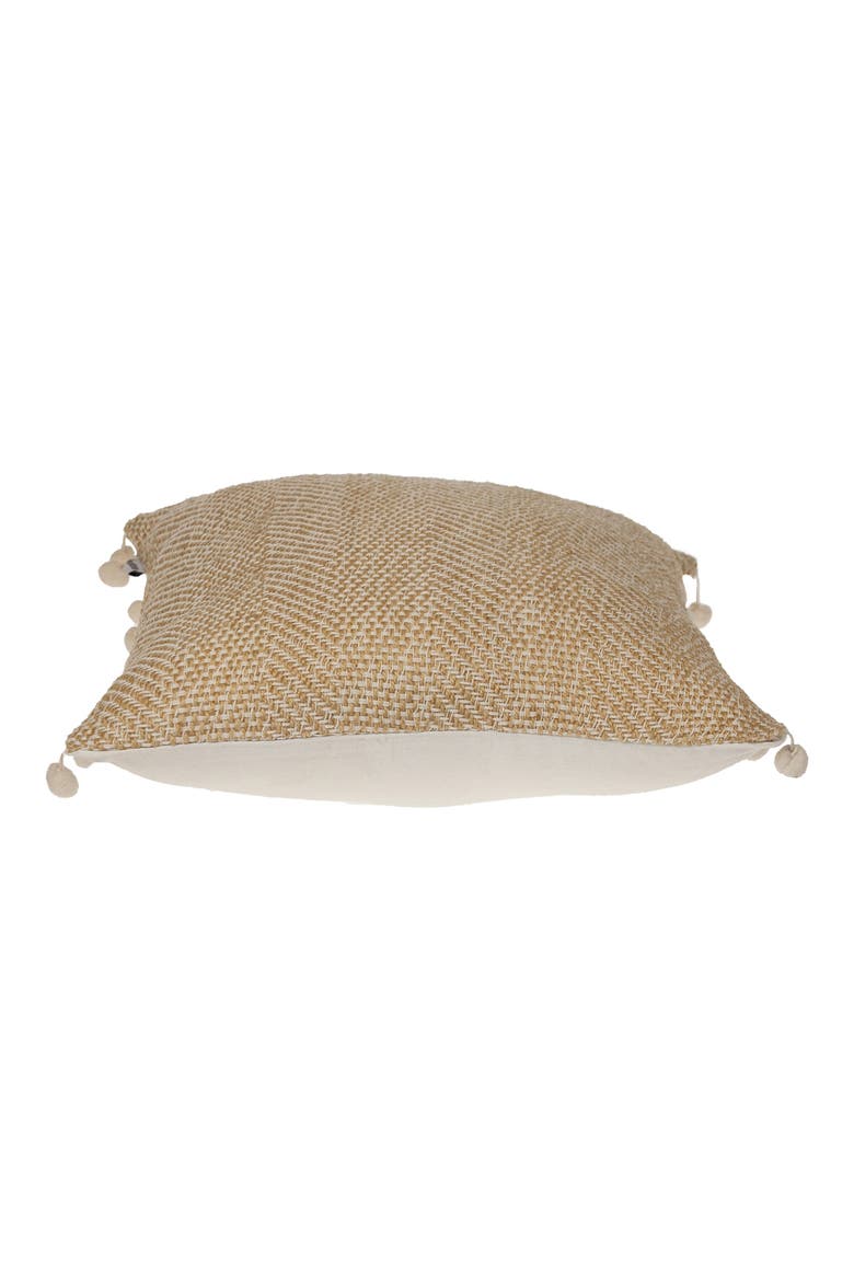 Pom Pom Trim Square Accent Pillow, Alternate, color, BEIGE