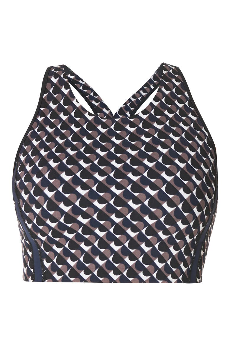 Power Geo Print Side Stripe Sports Bra, Alternate, color, BLACK BAUHAUS PRINT