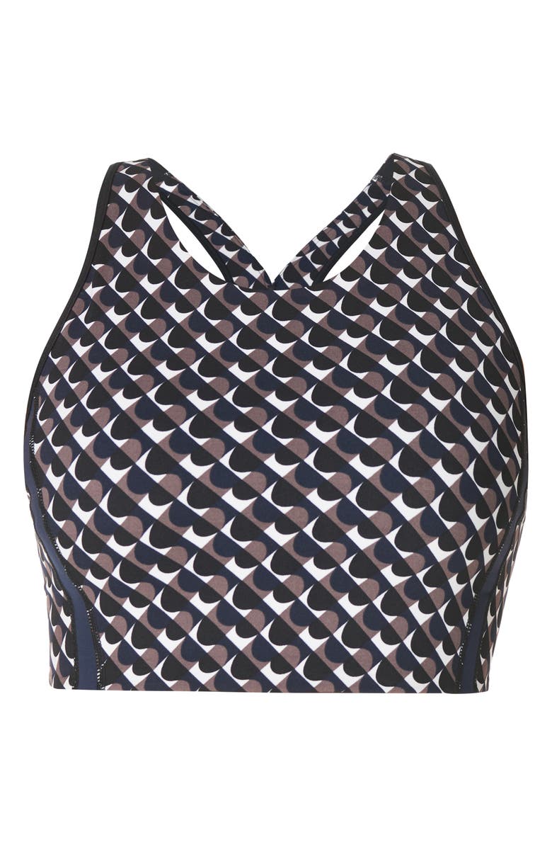 Sweaty Betty Power Geo Print Side Stripe Sports Bra, Alternate, color, Black Bauhaus Print