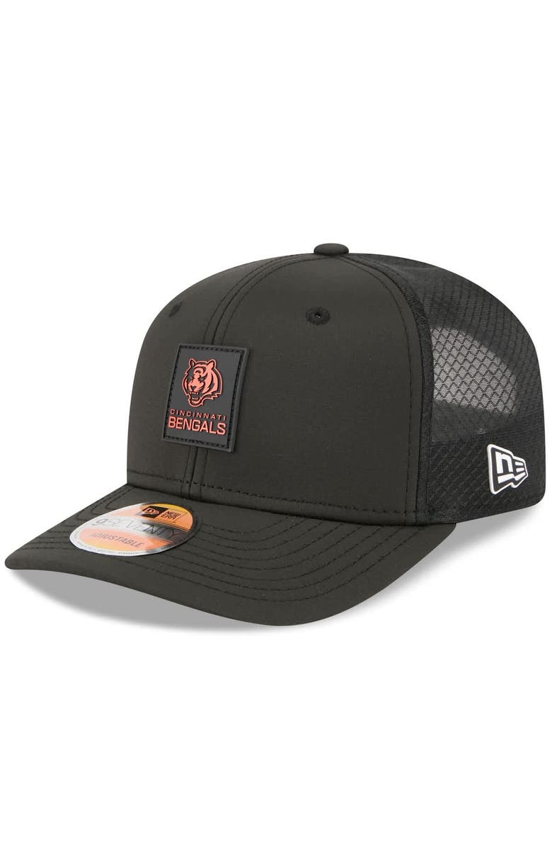 New Era Men's New Era Black Cincinnati Bengals 2025 Sideline 9SEVENTY Trucker Adjustable Hat, Main, color, Black