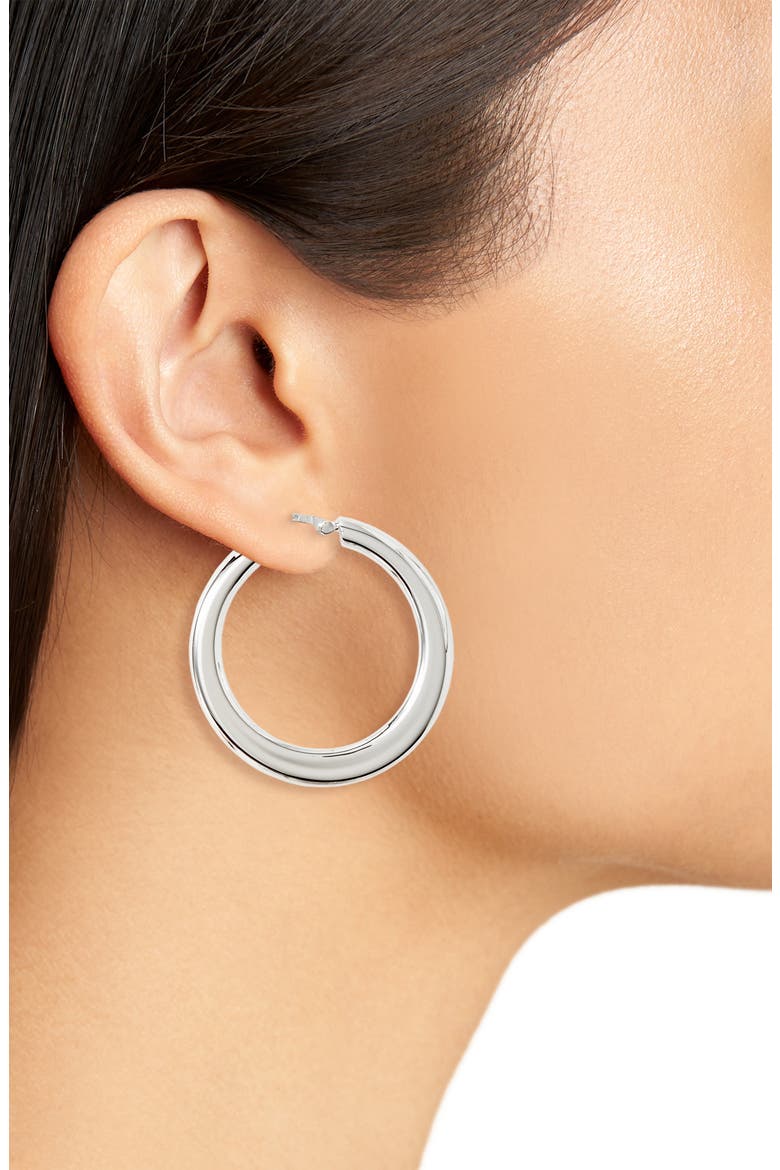 Graduated Hoop Earrings, Alternate, color, SILVER
