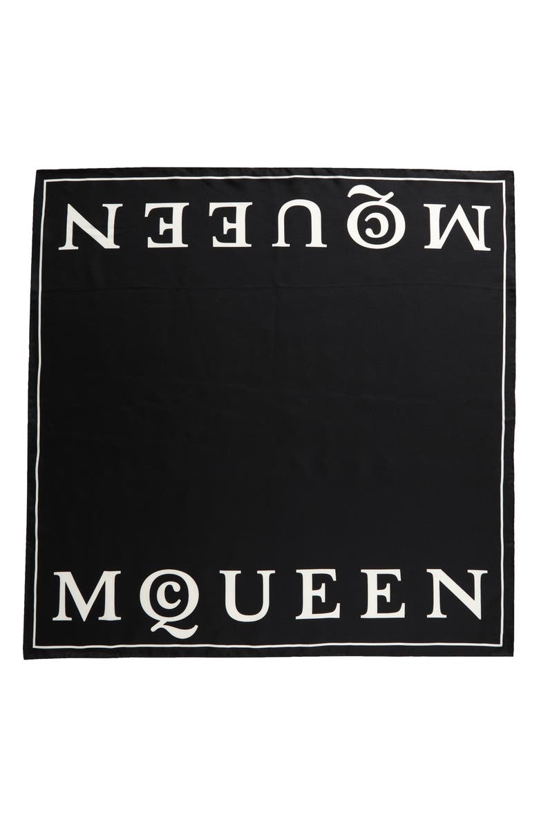 McQueen Logo Square Silk Scarf, Main, color,