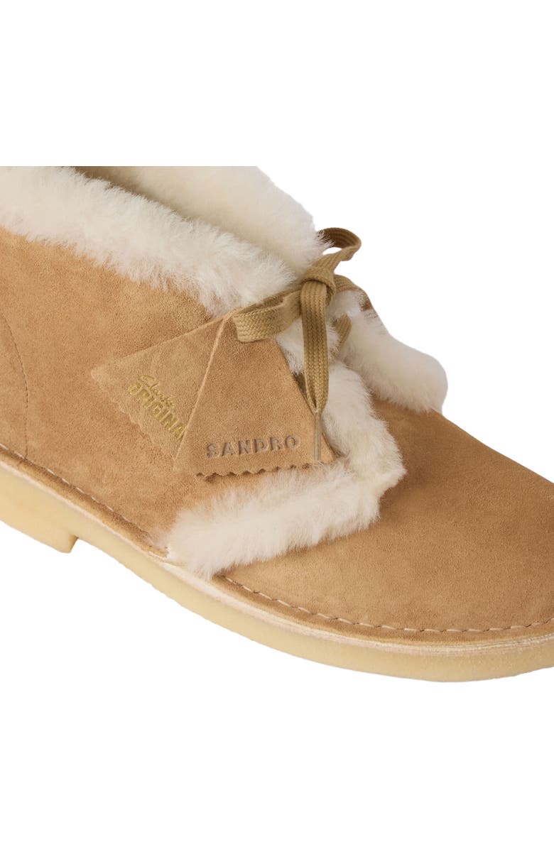 SANDRO Shearling Desert Boots, Alternate, color, Beige