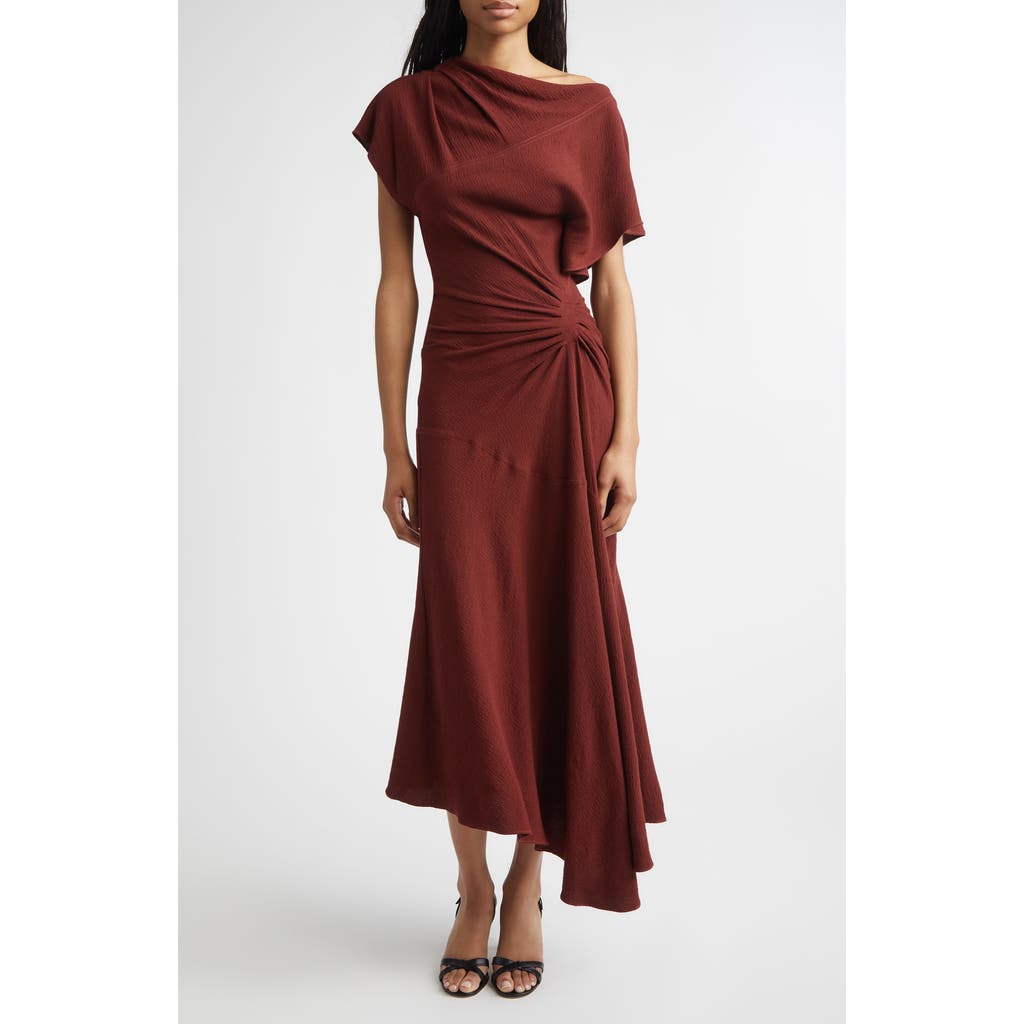 A.l.c . Dena Ruched Off The Shoulder Gown In Brown