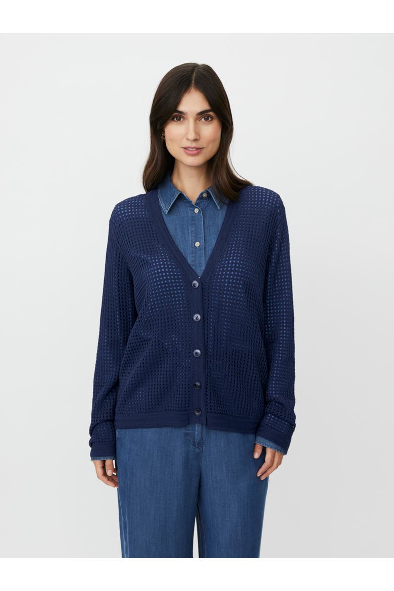 MaLarkena Open Knit Cardigan, Main, color, Navy Blazer