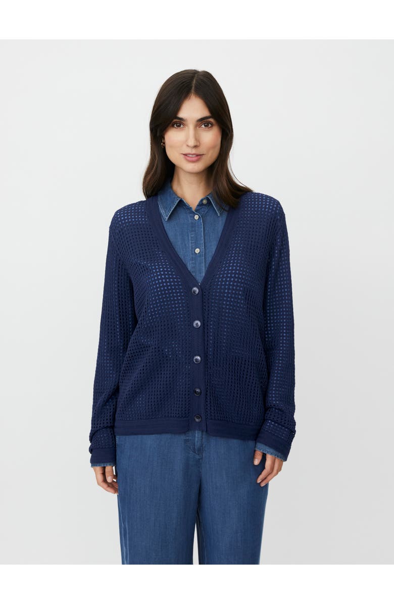 Masai Copenhagen MaLarkena Open Knit Cardigan, Main, color, Navy Blazer
