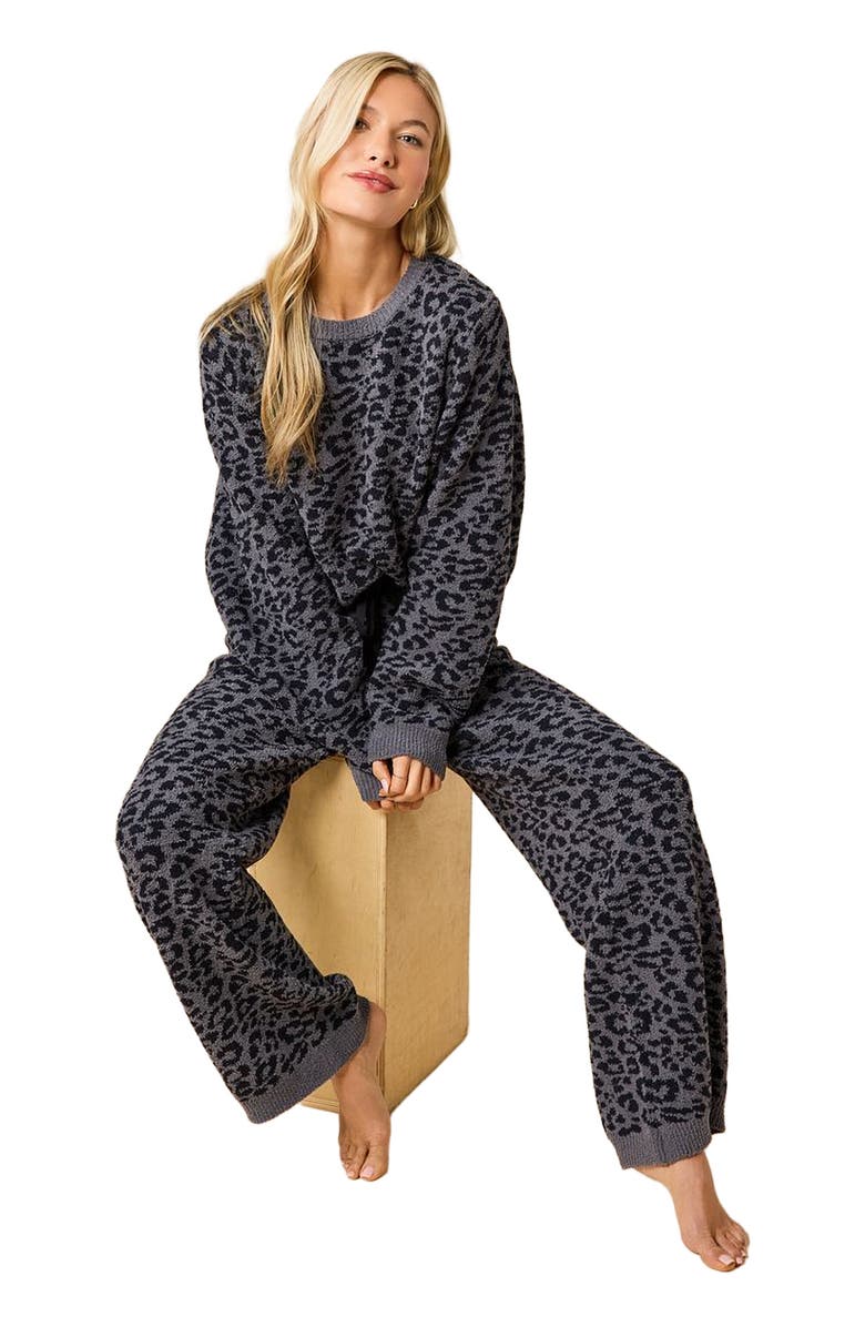 Softies Marshmallow Leopard Crew Neck Lounge Set, Alternate, color, Wild Grey