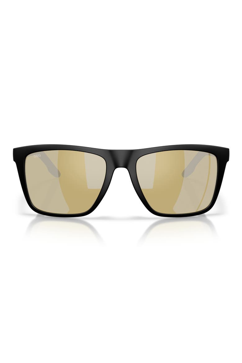 Mainsail XL 59mm Mirrored Polarized Square Sunglasses, Main, color, BLACK / SUNRISE SILVER 580G