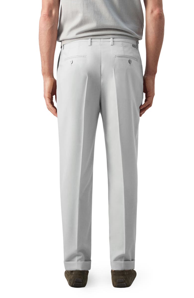 MANGO Pleated Wool Wide Leg Pants, Alternate, color, Light Heather Grey