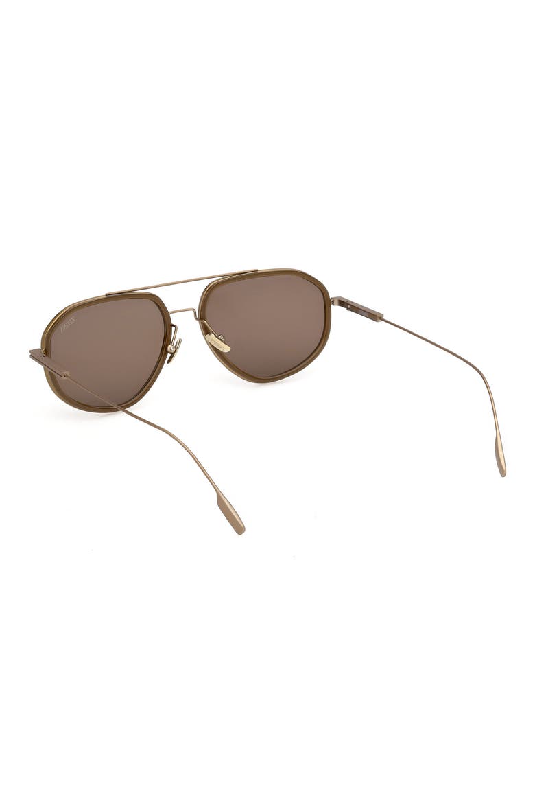 56mm Geometric Sunglasses, Alternate, color, SATIN BRASS / OPAL GREEN