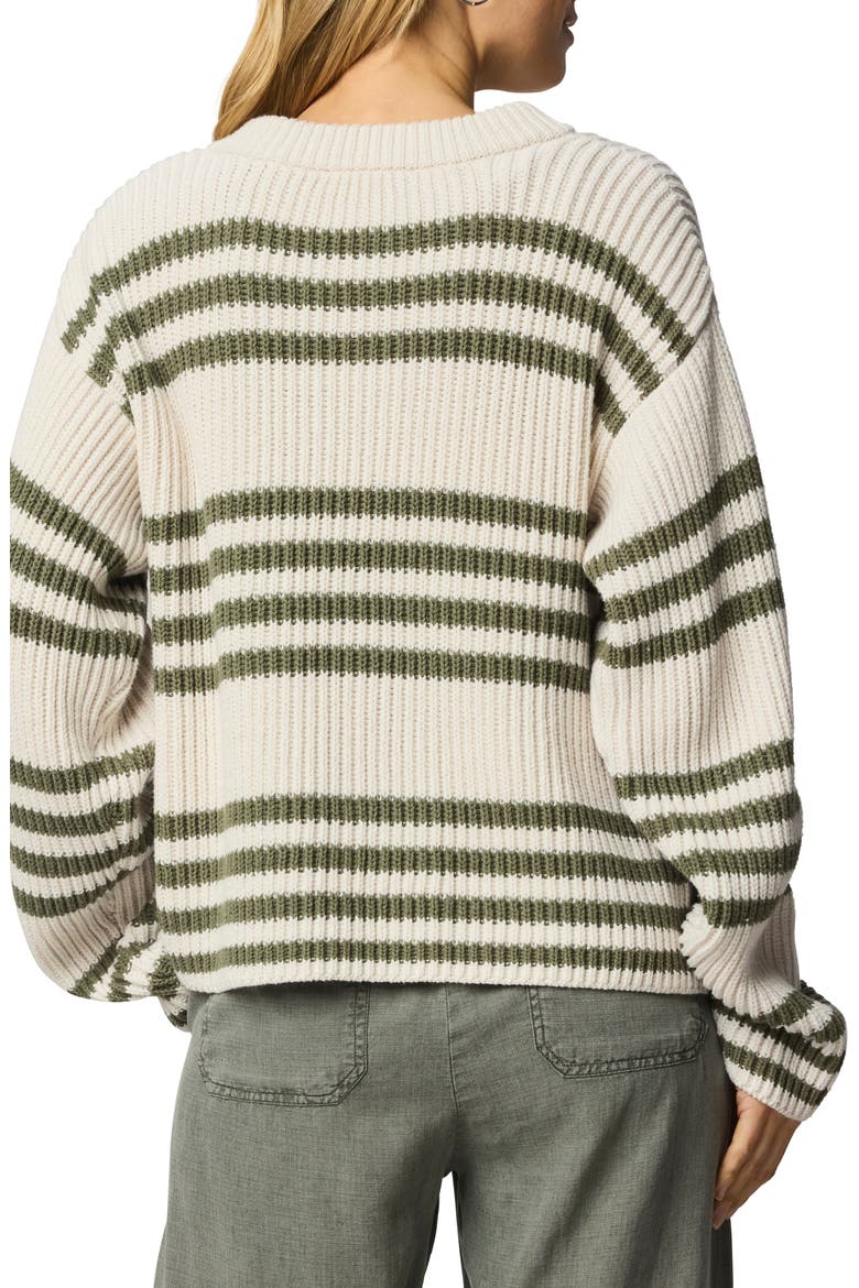 Alexandra Stripe Cotton Blend Cardigan, Alternate, color, SOFT GREEN/ MOONSTONE GREY