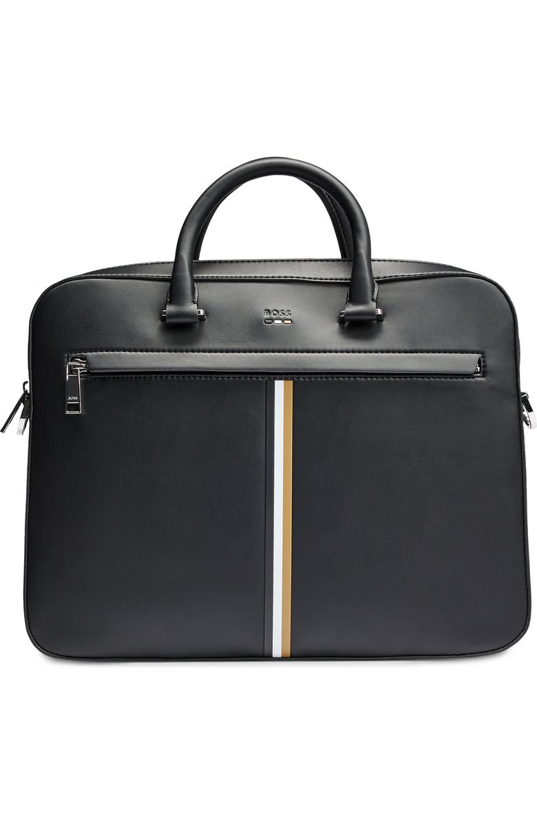 BOSS Ray Stripe Faux Leather Document Case, Main, color,