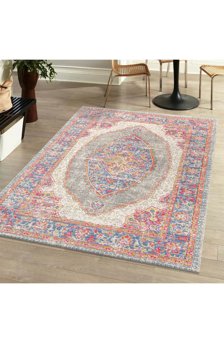 JONATHAN Y Kilia Medallion Area Rug, Alternate, color, Fuchsia/Mustard/Indigo