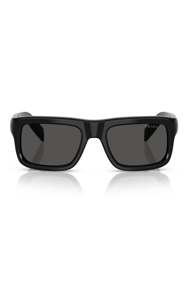 56mm Rectangular Sunglasses, Main, color, BLACK / DARK GREY
