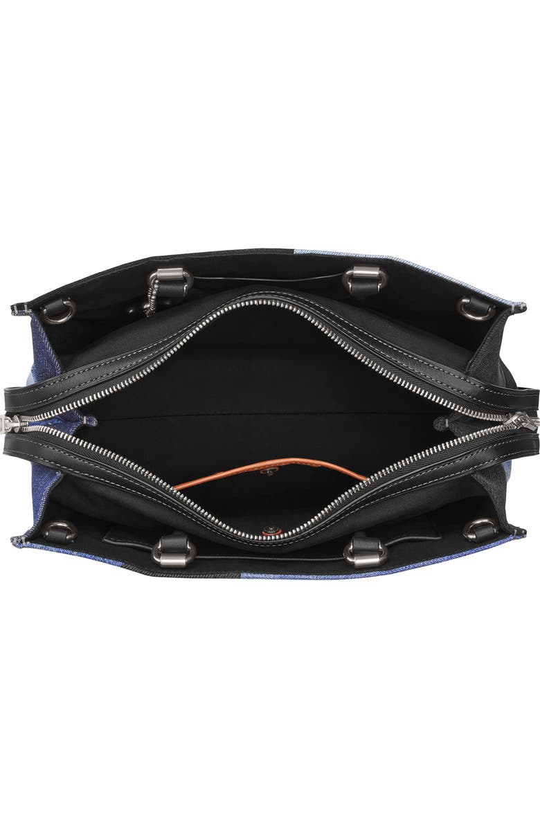 COACH Rouge Denim Patchwork Top Handle Bag, Alternate, color,