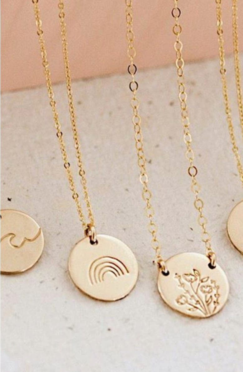 MADE BY MARY Wild Blooms Mini Zola Disc Necklace, Alternate, color, Silver