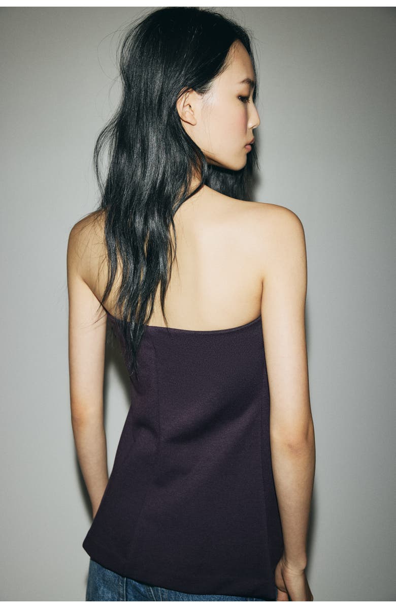 H&M Ponte Di Roma Bandeau Waistcoat, Alternate, color, Dark Plum Purple