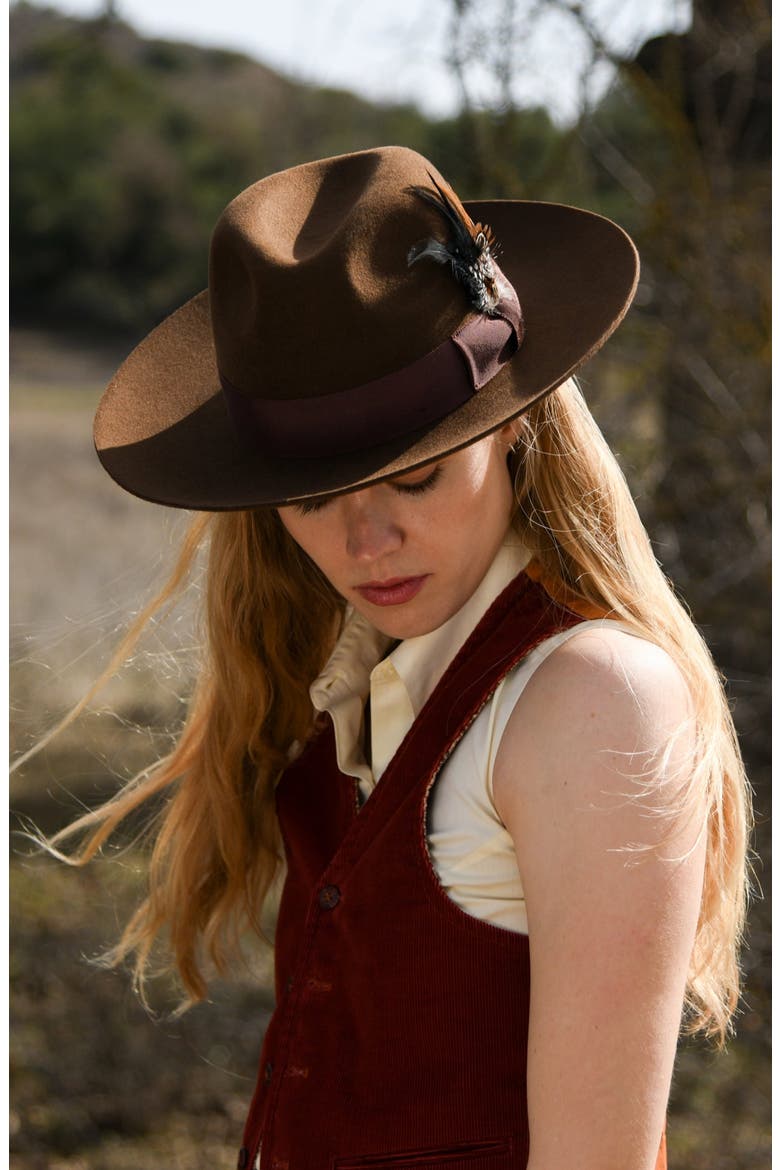 Wool Fedora Hat, Alternate, color, BROWN