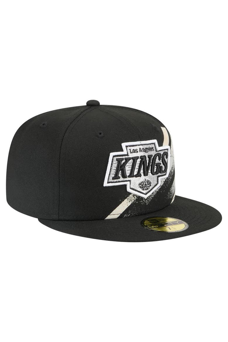 Men's New Era Black Los Angeles Kings Faded Lines 59FIFTY Fitted Hat, Alternate, color, Black