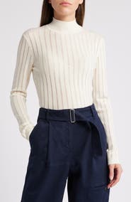 BOSS Fatirami Rib Wool Mockneck Sweater