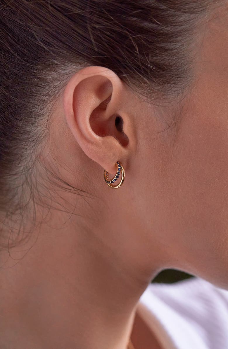 Estella Bartlett Cubic Zirconia Double Hoop Earrings, Alternate, color, Gold