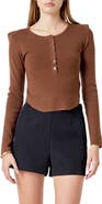 Endless Rose Shoulder Pad Rib Knit Top