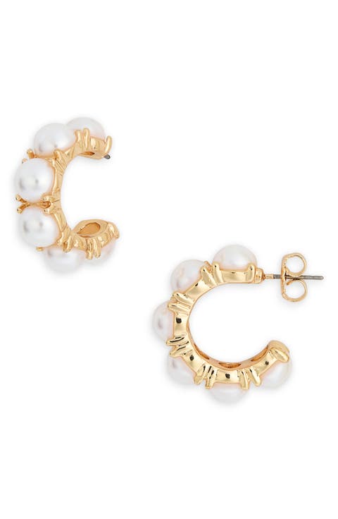Graduated Imitation Pearl Hoop Earrings