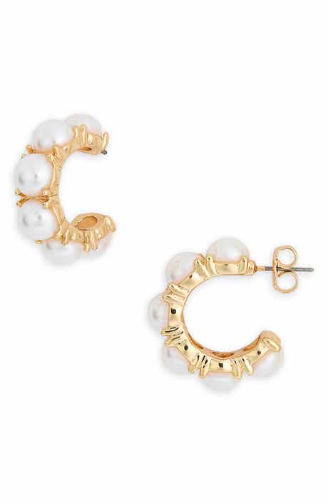 Graduated Imitation Pearl Hoop Earrings