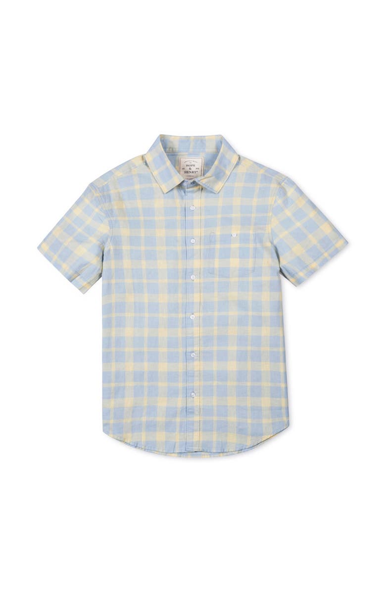 Hope & Henry Linen Short Sleeve Button Down Shirt, Alternate, color, Sunlit Plaid
