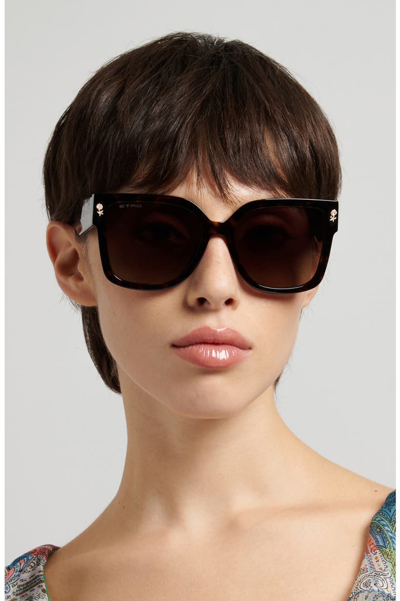 57mm Square Sunglasses, Alternate, color, HAVANA/ BROWN SF